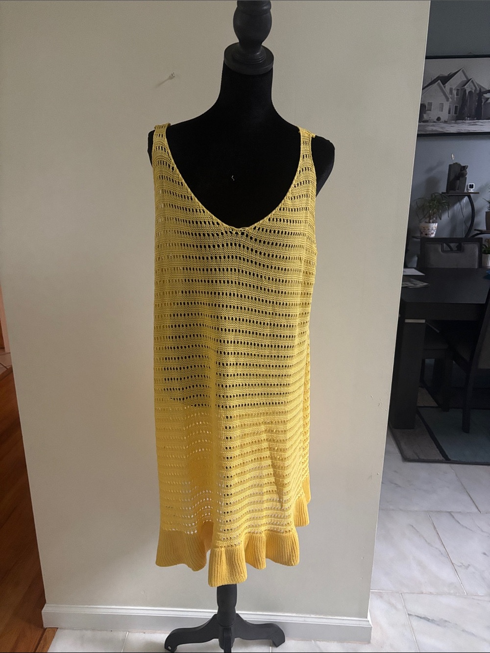 Yellow Crochet Swim Cover-Up Dress - Women